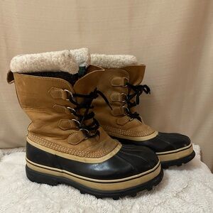 Men’s Sorel Winter Boots Tan & Black – Insulated Rubber Sole – Size US 10